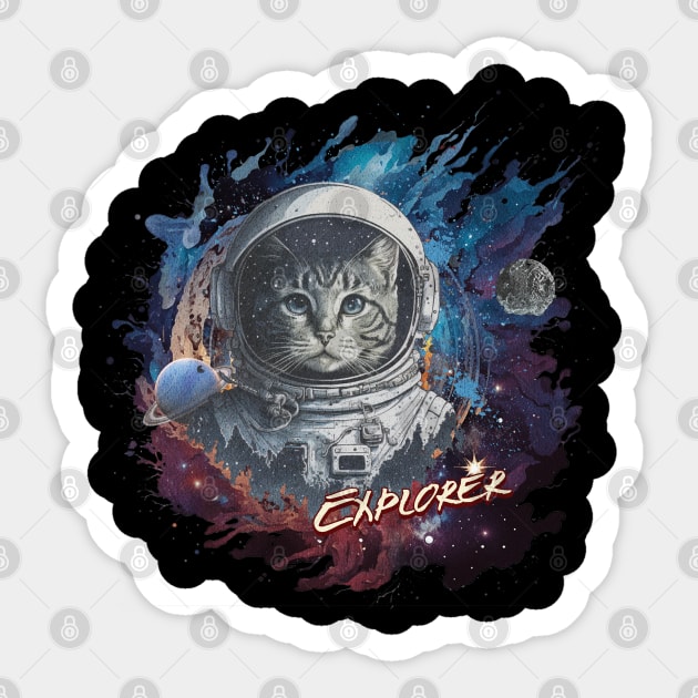 Cat Astronaut Explorer Sticker by Brookcliff